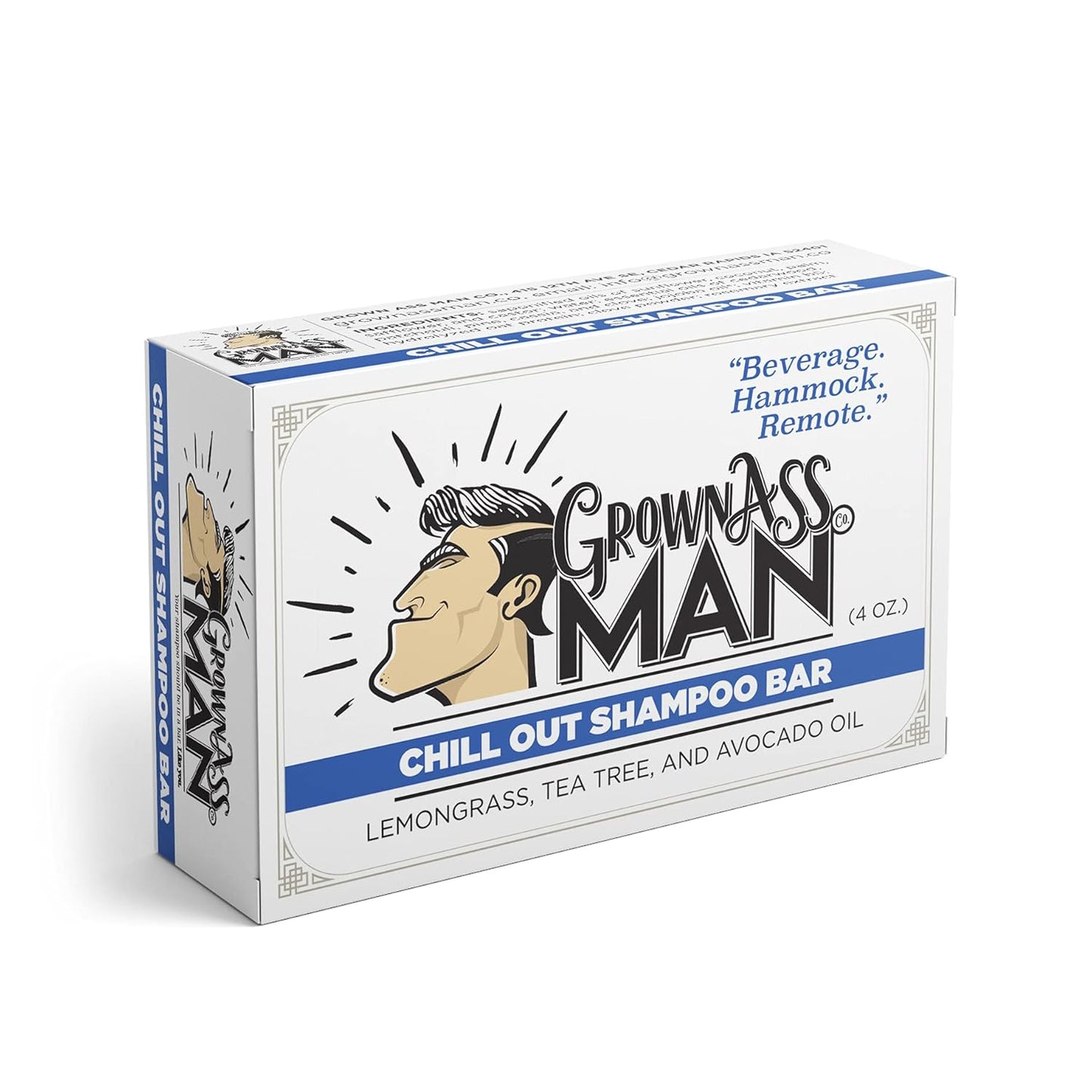 Solid Shampoo Bar Rich Lather 3 in 1: Hair, Beard & Body Wash - Plastic Free & Eco-Friendly, Natural & Organic Clean for All Hair Types, 4oz Bar (Chill Out, 6-Pack)