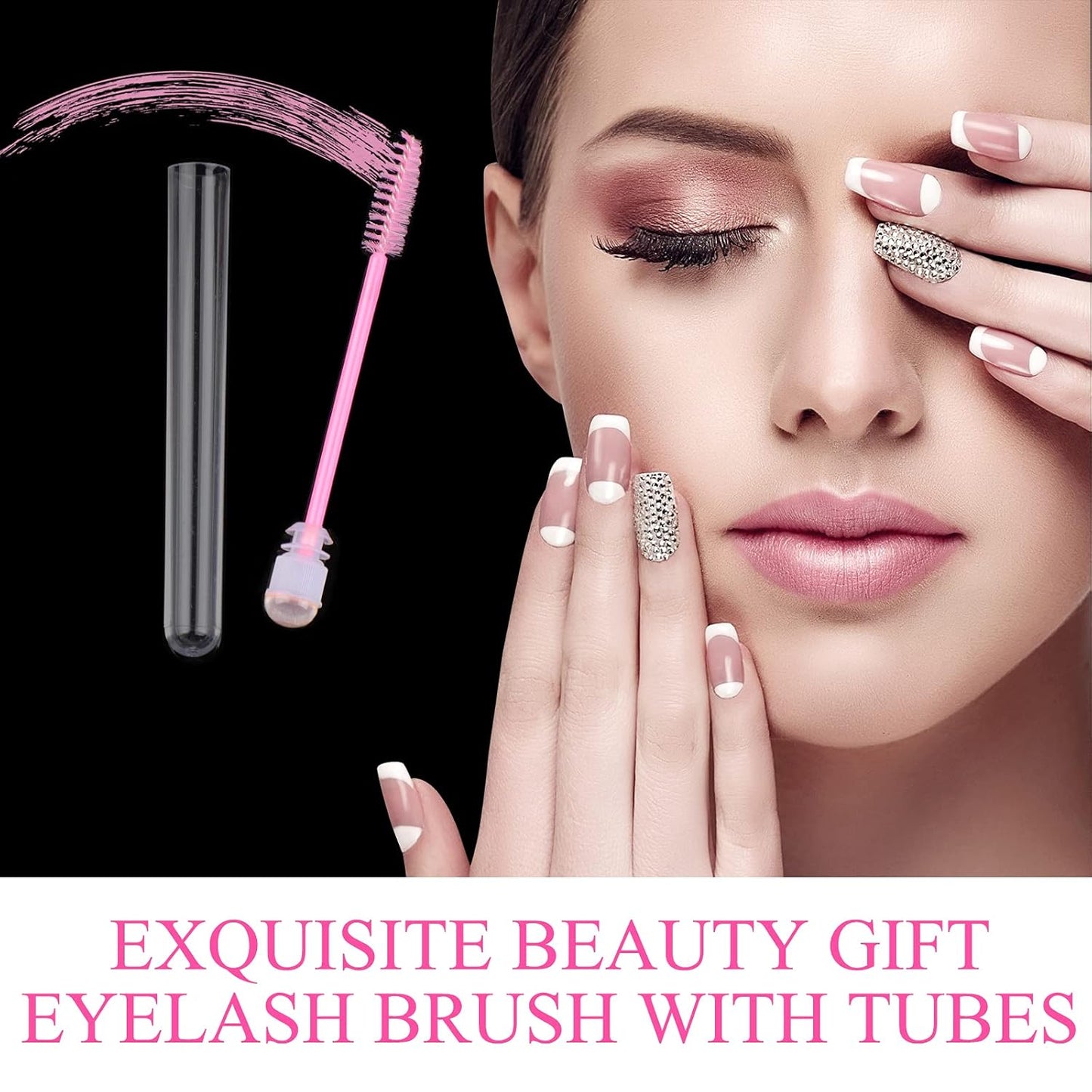 20 Pieces Disposable Mascara Brushes Eyelash Brush Wand Diamond Mascara Wands with Tube Makeup Tool Lash Spoolies Sanitary Brushes Lash Extension Supplies (Tube Sky Pink 20)