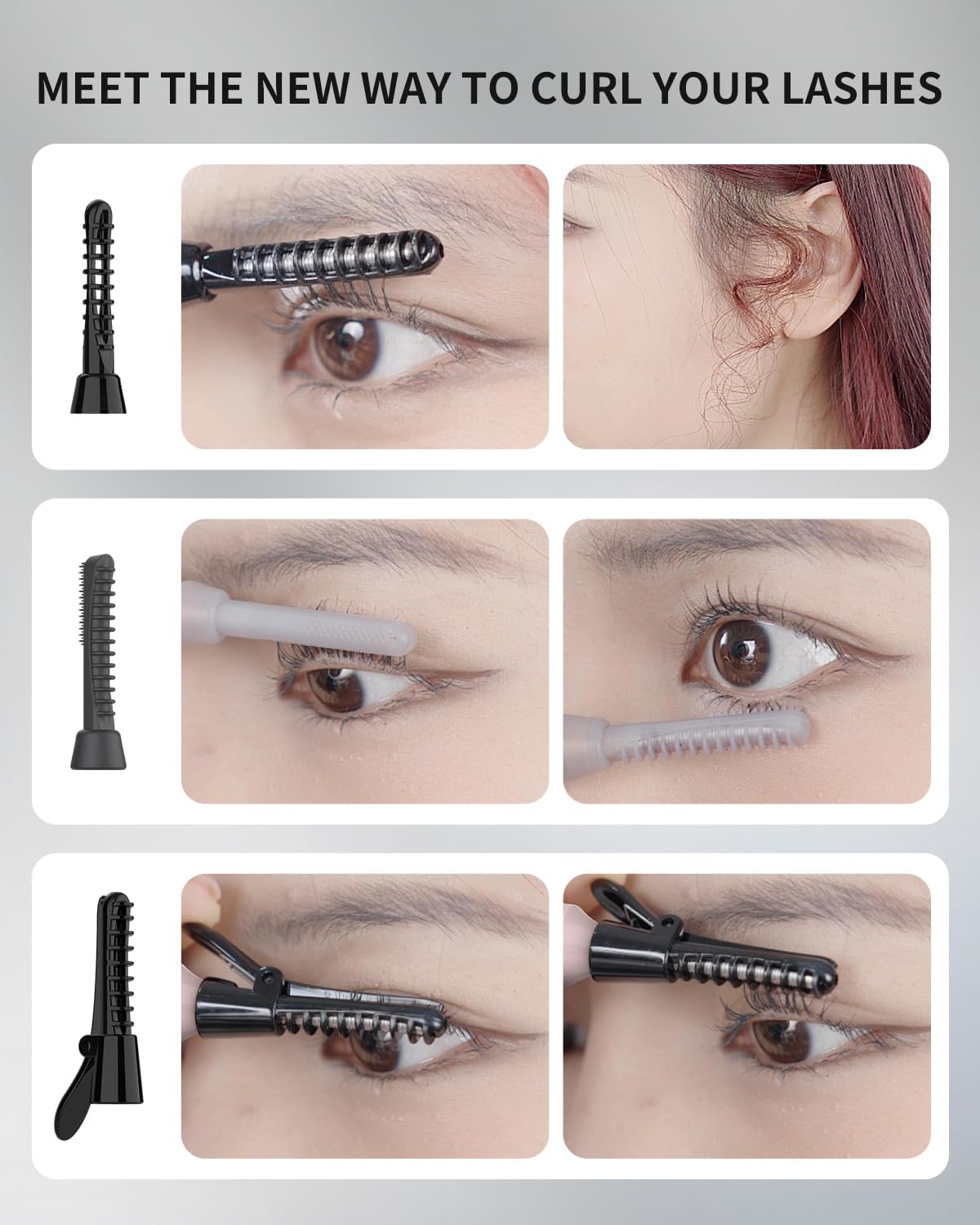 COPPA Electric Lash Curler, LP-1 Lipstick Type 3-in-1 Heated Eyelash Curler with 3 Brush Heads 3 Curling Modes and 3 Temp & 5s Quick Heat-up, Perfect for Beginners and Makeup Pros, Pink