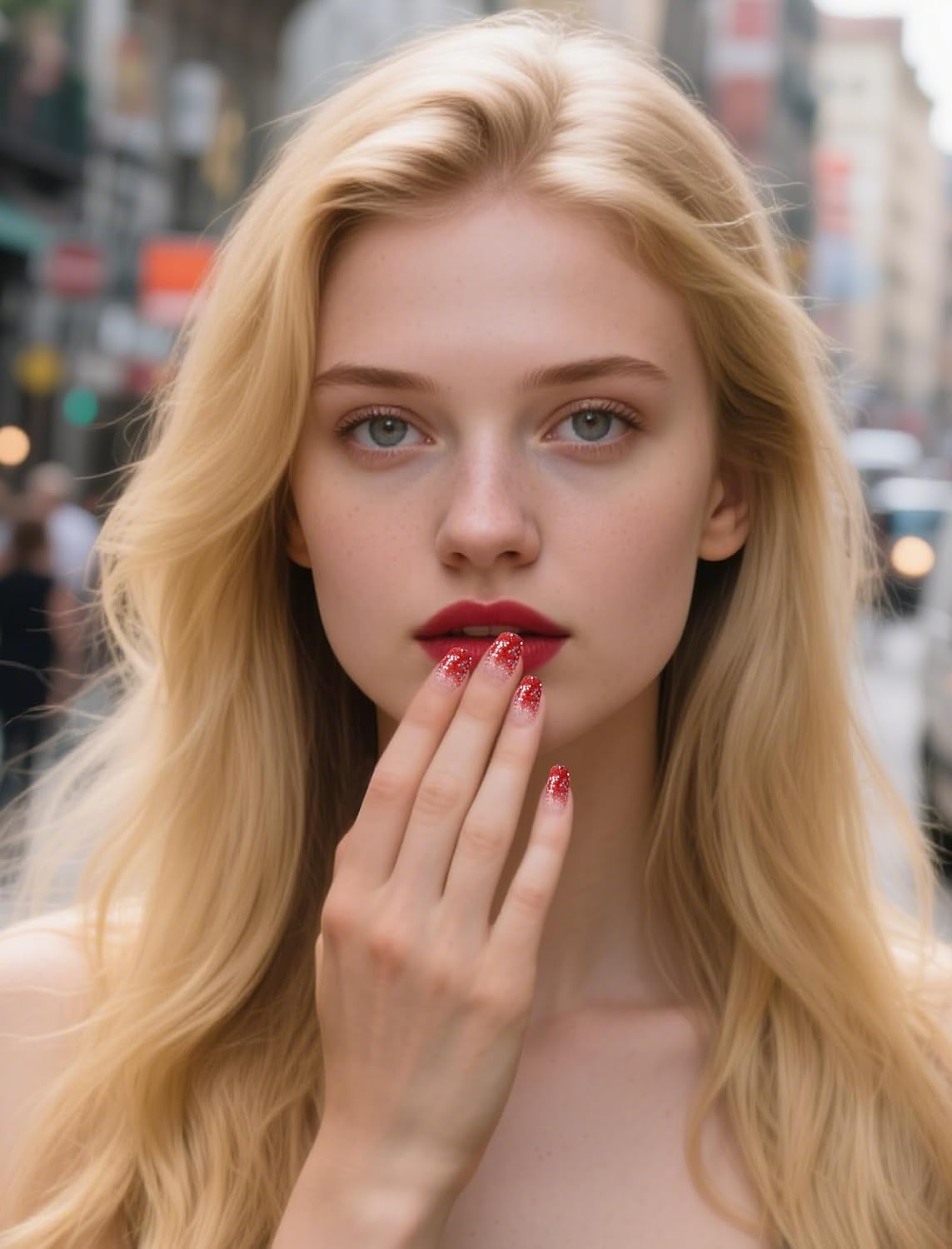 48 Pcs Semi Cured Gel Finger Nail Art Stickers Design Wraps No UV Light Needed Nail Polish Strips Kit for Women with Nail Files and 2 Nail Wiping Blocks (Red)(Red)