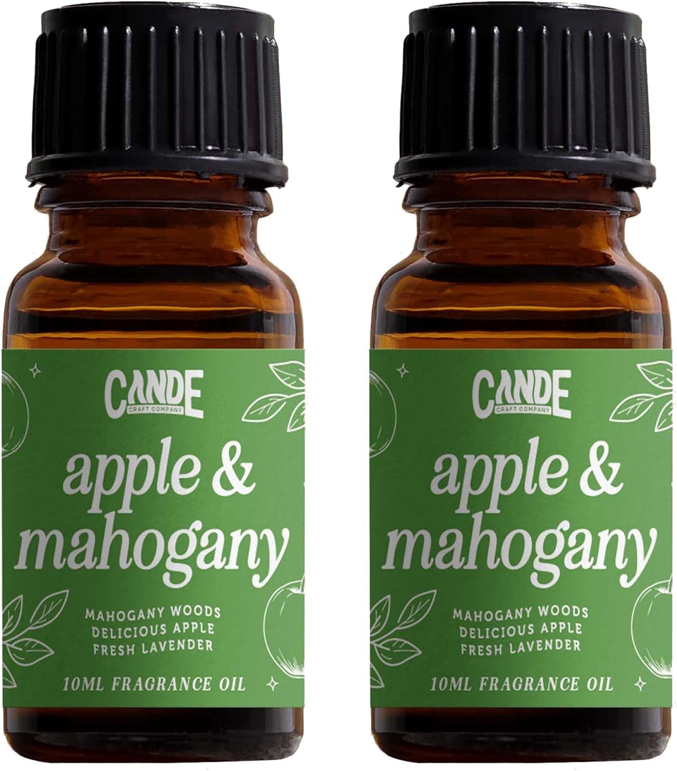 CANDECraftCo Premium Fragrance Oil – Diffuser Oils Fragrances Scented for Home, Candle Soap Making Supplies, Aromatherapy Blends for House (0.34 Fl Oz) (2-Pack, Apple + Mahogany)