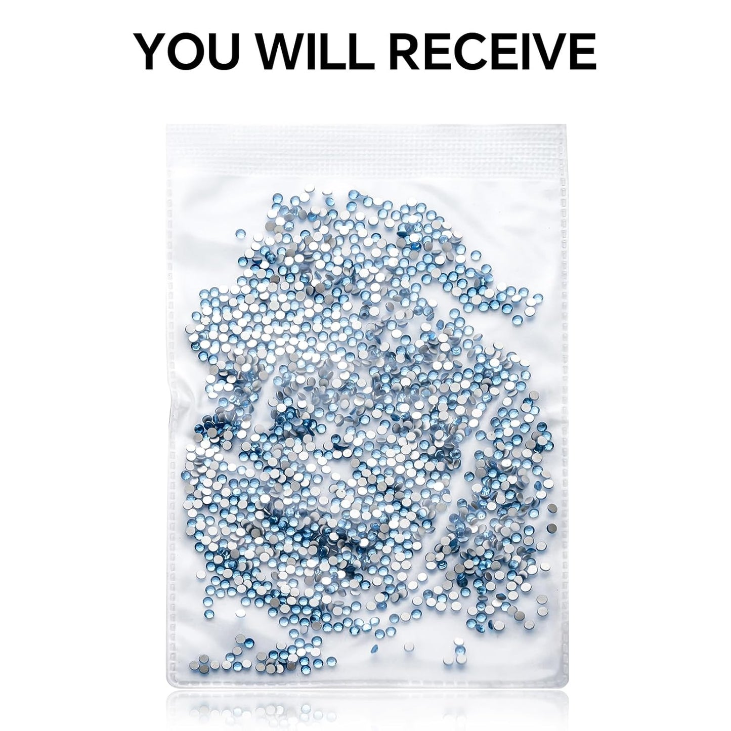 3000Pcs Light Blue Crystal Rhinestones,Glass Flatback Rhinestones Gemstones Mini for Nail Face Makeup Art Crafts Clothes Decoration - (SS6,2.0mm,Light Blue)