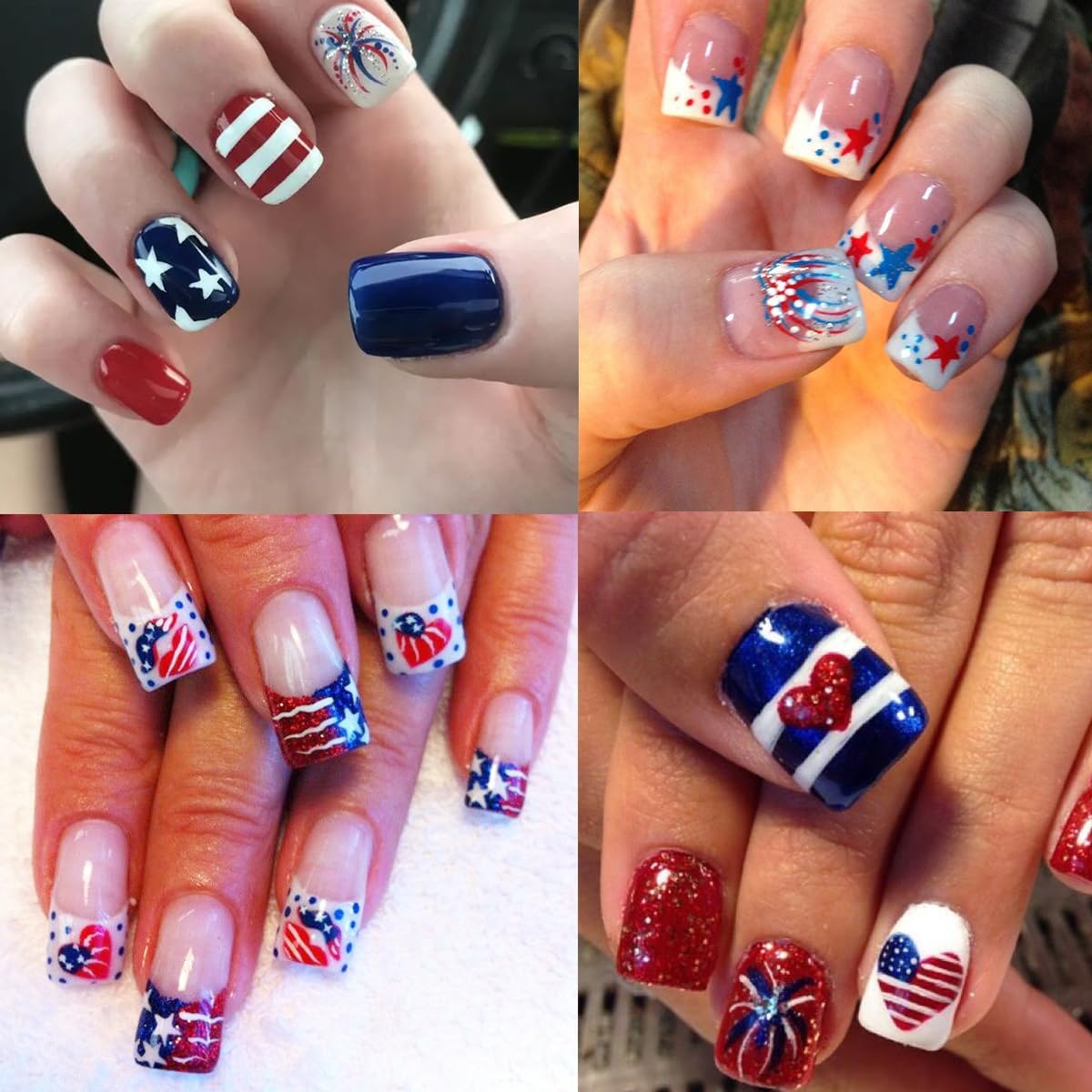 6 Sheets 4th of July Nail Stickers for Nail Art Independence Day Nail Decals 3D Self-Adhesive USA Flag Fireworks Letters Numbers Star Sticker Nail Designs Fourth of July Nails Decoration DIY for Women