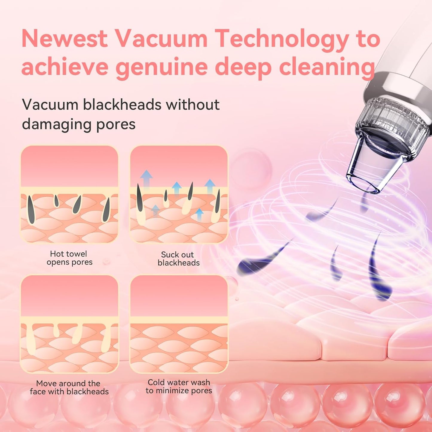 Blackhead Remover Pore Vacuum Upgraded Facial Pore Cleaner Electric Comedone Whitehead Extractor Tool-5 Suction Power,5 Probes,USB Rechargeable Blackhead Vacuum Kit for Women & Men