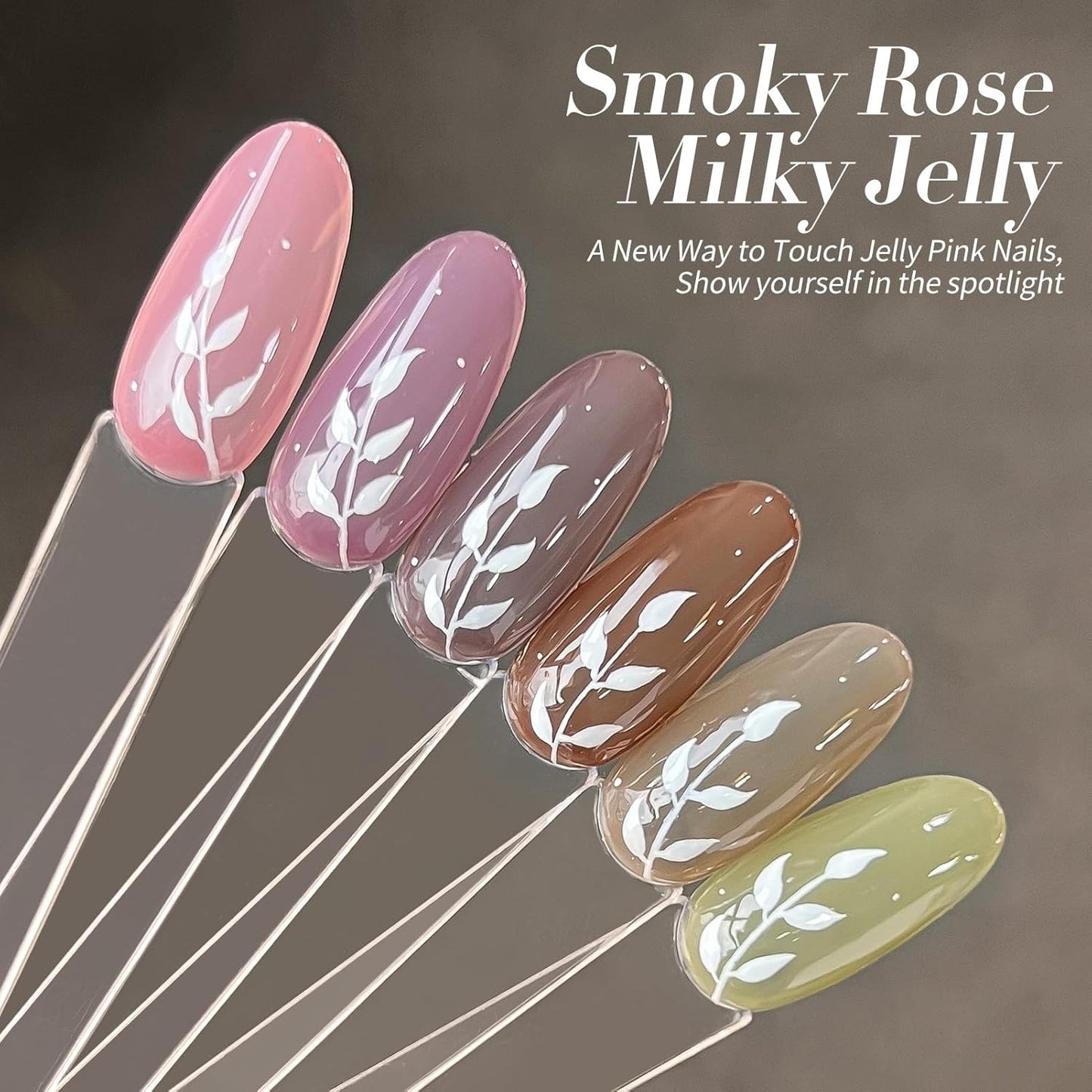 Born Pretty Fall Winter Jelly Gel Nail Polish,Milky Jelly Translucent Brown Purple Green Grey Pink Colors,Soak Off U v LED Light Cure Nail Art Kit for Salon Manicure and DIY at Home