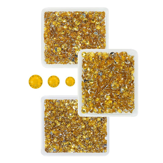 Golden Yellow Crystal Resin Rhinestones for Crafting 3mm 4mm 5mm Gold Flatback Stones Non-Hotfix Diamonds Crystals Gems for Nails Face Eyes Makeup Body Tumblers Bottles DIY Crafts Clothes Shoes