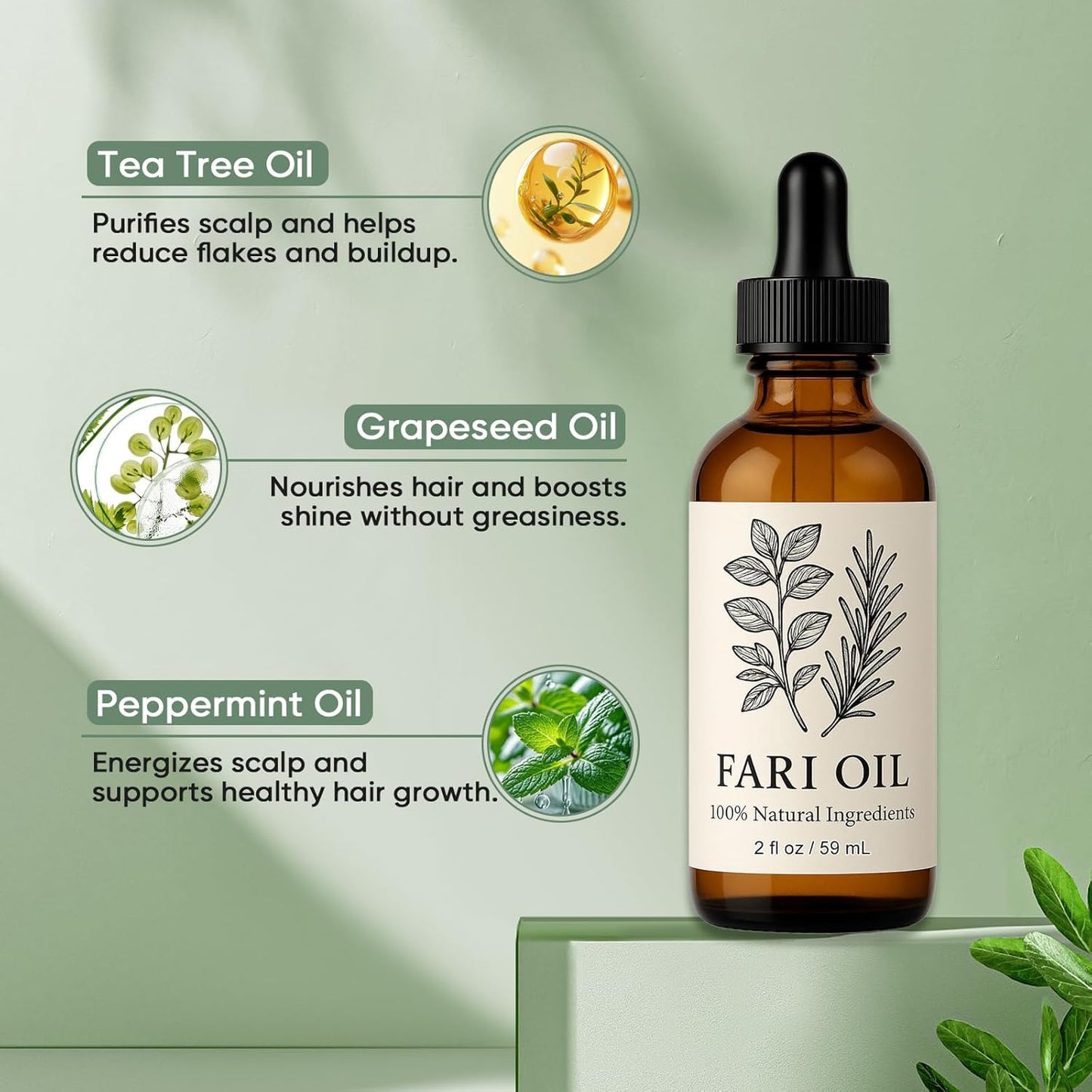 Fari Oil Hair Growth Oil, Holistic Hair Oil with Herbal Infusion, Botanical Scalp Oils for Dry Scalp & Edges, All Hair Types