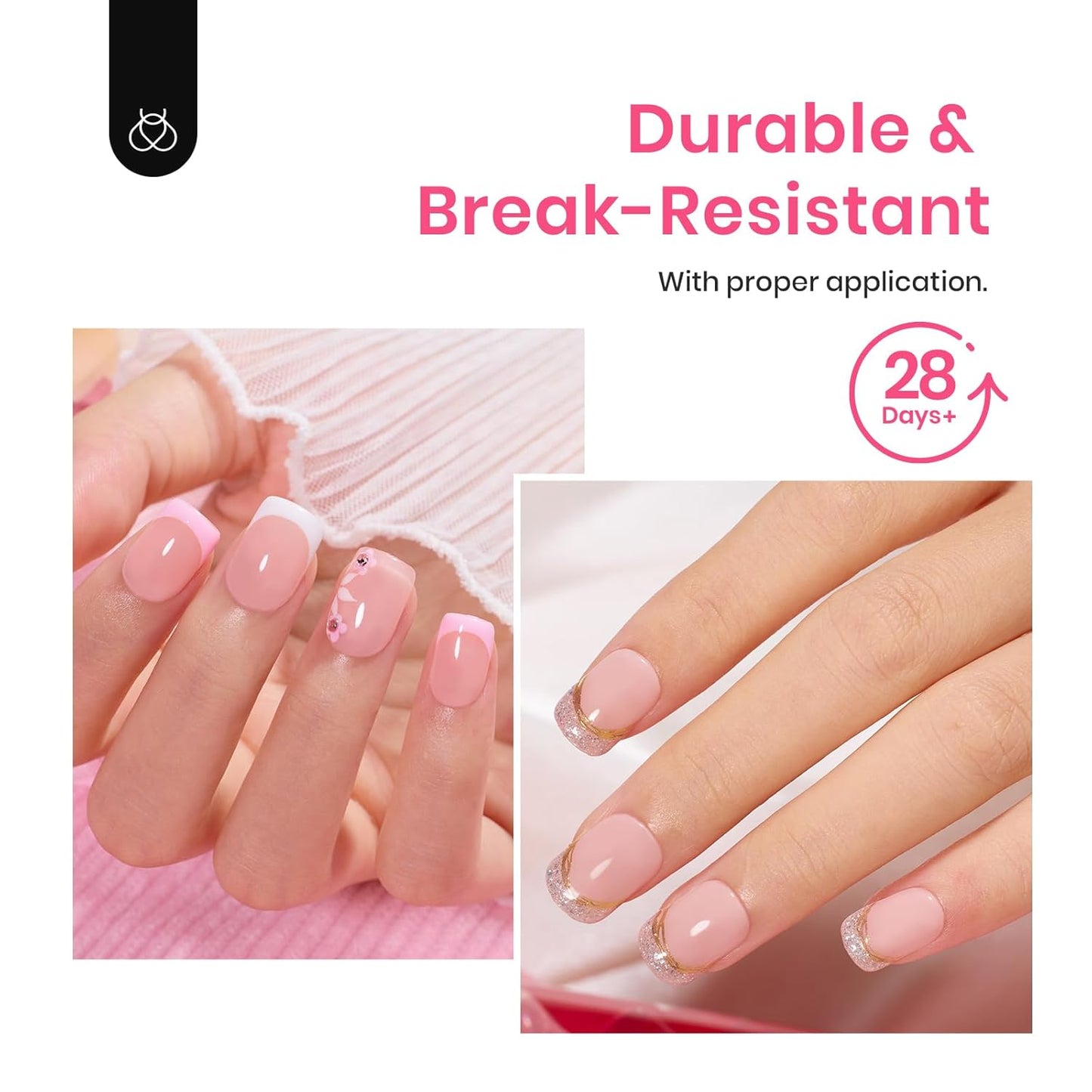 Beetles Gel Nail Tips XS Short Square Nail Tips, 12 Sizes 288 PCS Pre-Shaped Clear Full Cover False Nails Clear Acrylic Nails Glue on Nails for Girls Women Nail Art Design,Nail Glue Needed