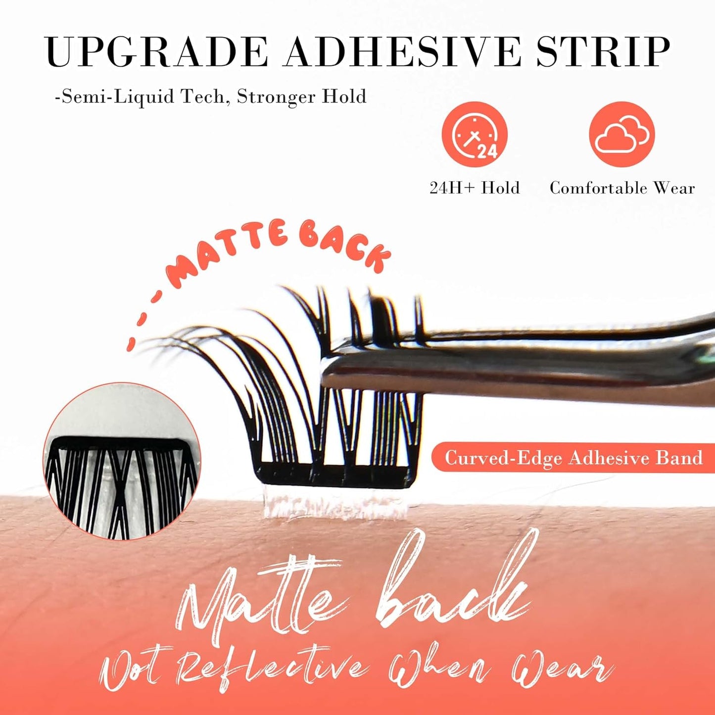 GAQQI Self Adhesive Eyelashes Lash Clusters, Press on Lashes 10-14mm Natural Wispy Cluster Lashes, Reusable No Glue Lashes C Curl, NEW-TECH Thin Flakes Pre Glued Eyelashes Clusters (PG09)