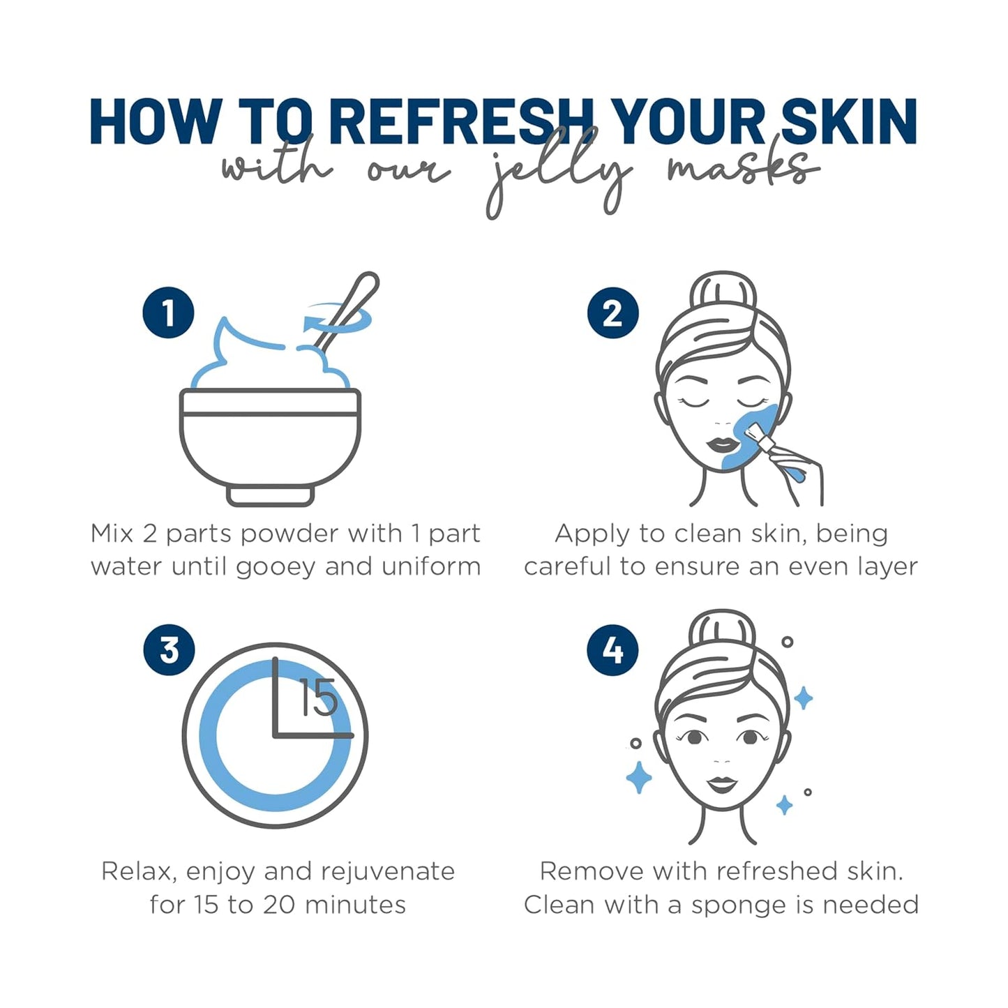 BRÜUN Jelly Mask Jar Blueberry Burst Peel-Off Face Care Rubber Mask - A 23 fl oz Skin Care Moisturizing Gel Mask Jar Spa Set for Men, Women and Adults on Formal Gatherings and Events