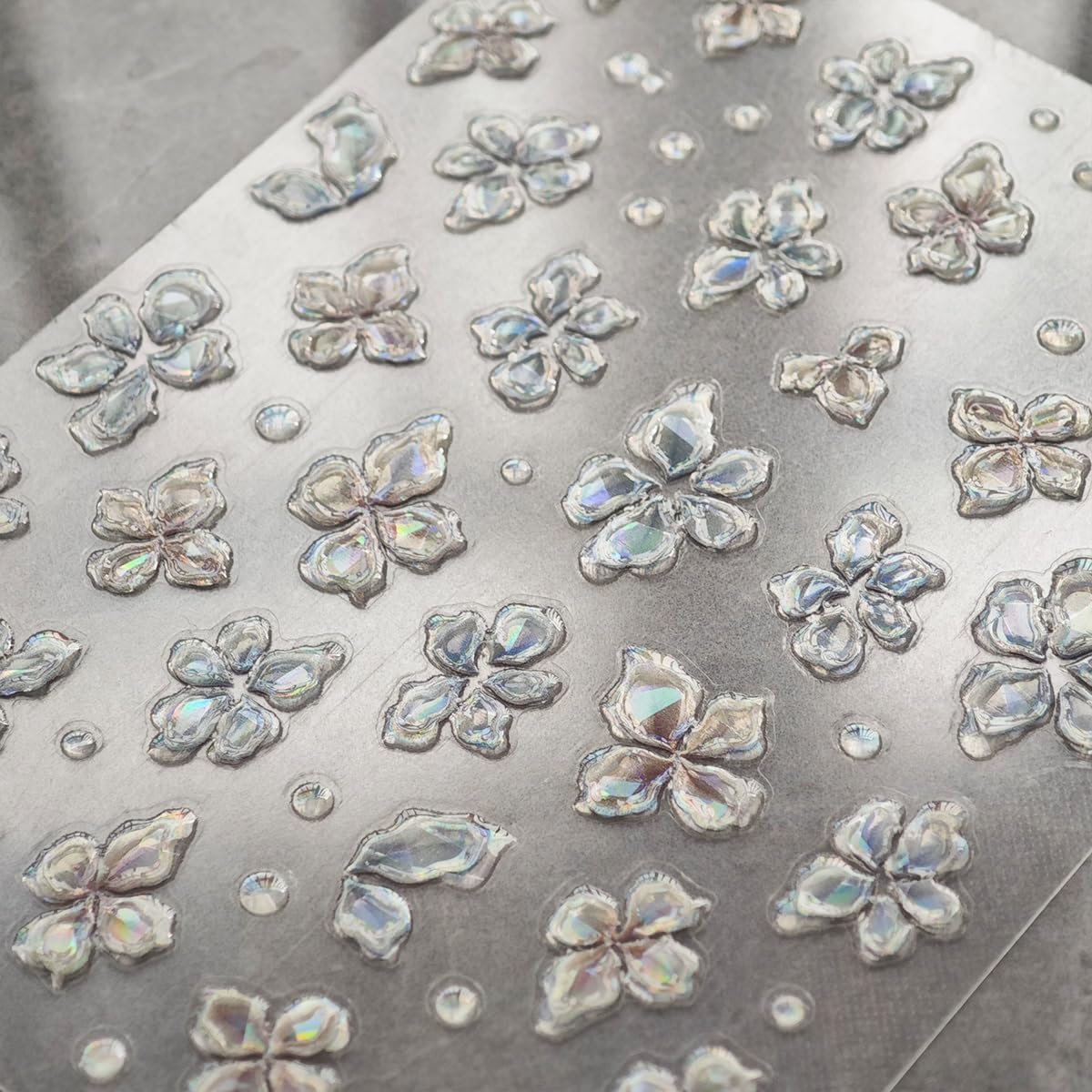 5D Embossed Flower Nail Stickers for Nail Art Quatrefoil Nail Art Stickers Spring Nail Decals Self Adhesive wiyh Design Nail Charm for Women Manicure Supplies Accessories