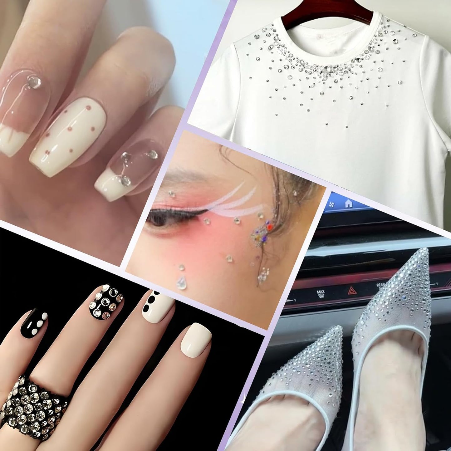 3000PCS SS8 Flatback Rhinestones | 12-Facet Diamond-Cut Glass Gems for Nail Art, Clothing, DIY Crafts |Glue-On Decoration Stones with Silver Backing(Crystal)