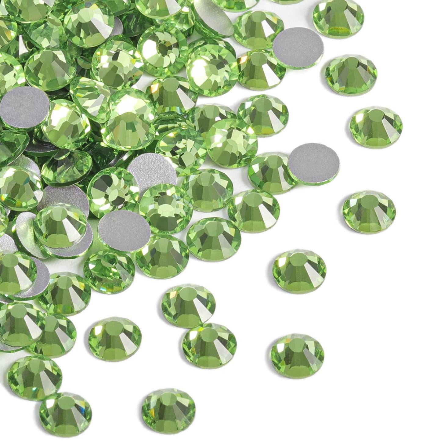 beadsland Flat Back Crystal Rhinestones Round Gems for Nail Art and Craft Glue Fix,Light Green (1.9-2.0mm) SS6/1440pcs