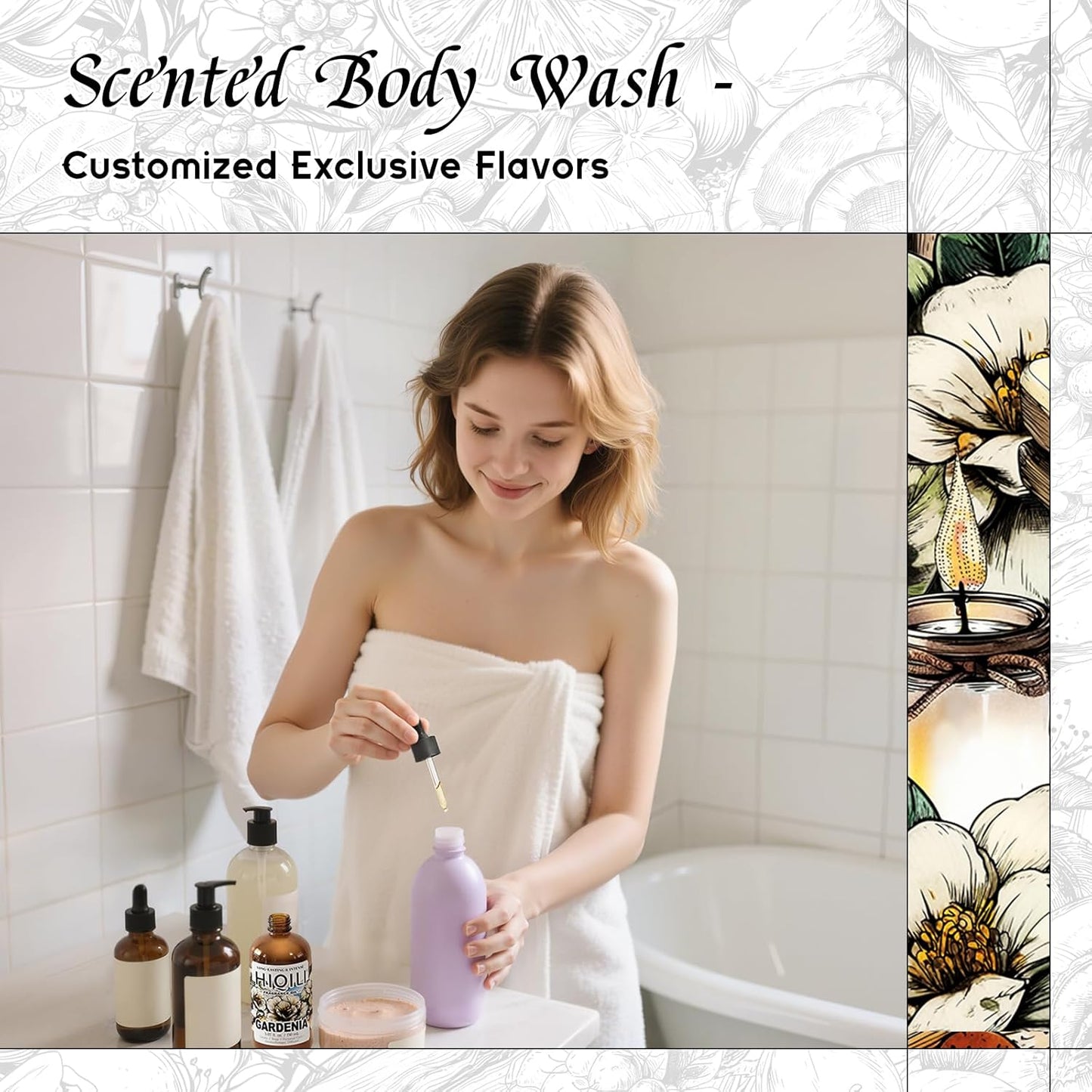 HIQILI Gardenia Fragrance Oil for DIY Candle, Soap & Perfume Making, Add to Essential Oil Diffuser, Body Wash, Long-Lasting - 5.07 Fl Oz