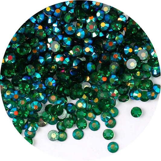 2250 Pcs SS16 4mm AB Flatback Rhinestones for Nails Art Crafts Transparent Glitter Round Gems Crystals DIY Clothes Shoes(Clear Dark Green AB)