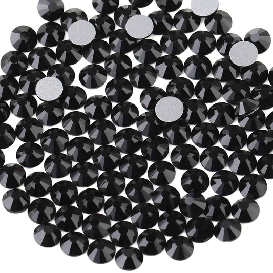 beadsland Flat Back Crystal Rhinestones Round Gems, Black (2.7-2.8mm) SS10/1440pcs