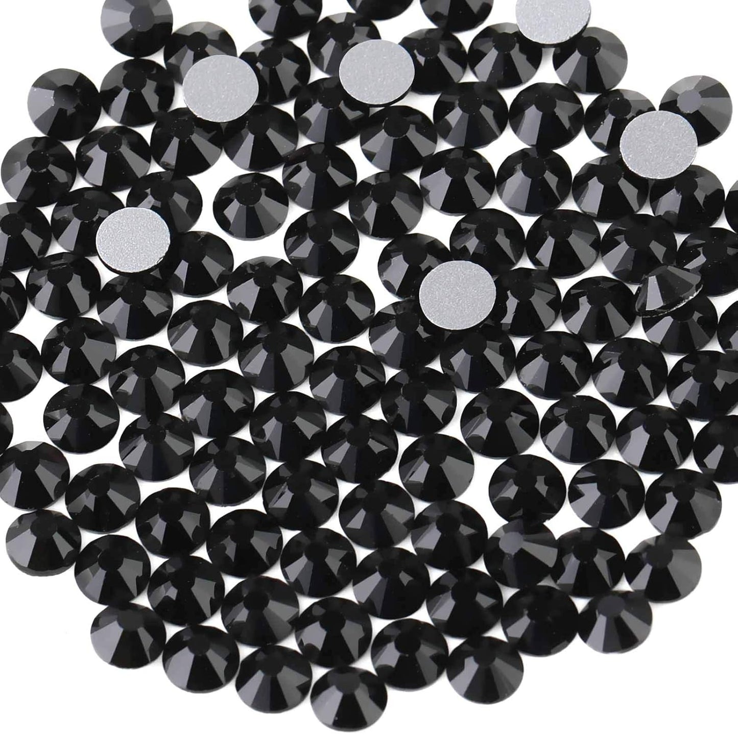 Beadsland Flat Back Crystal Rhinestones Round Gems, Black (1.3-1.4mm) SS3/1440pcs