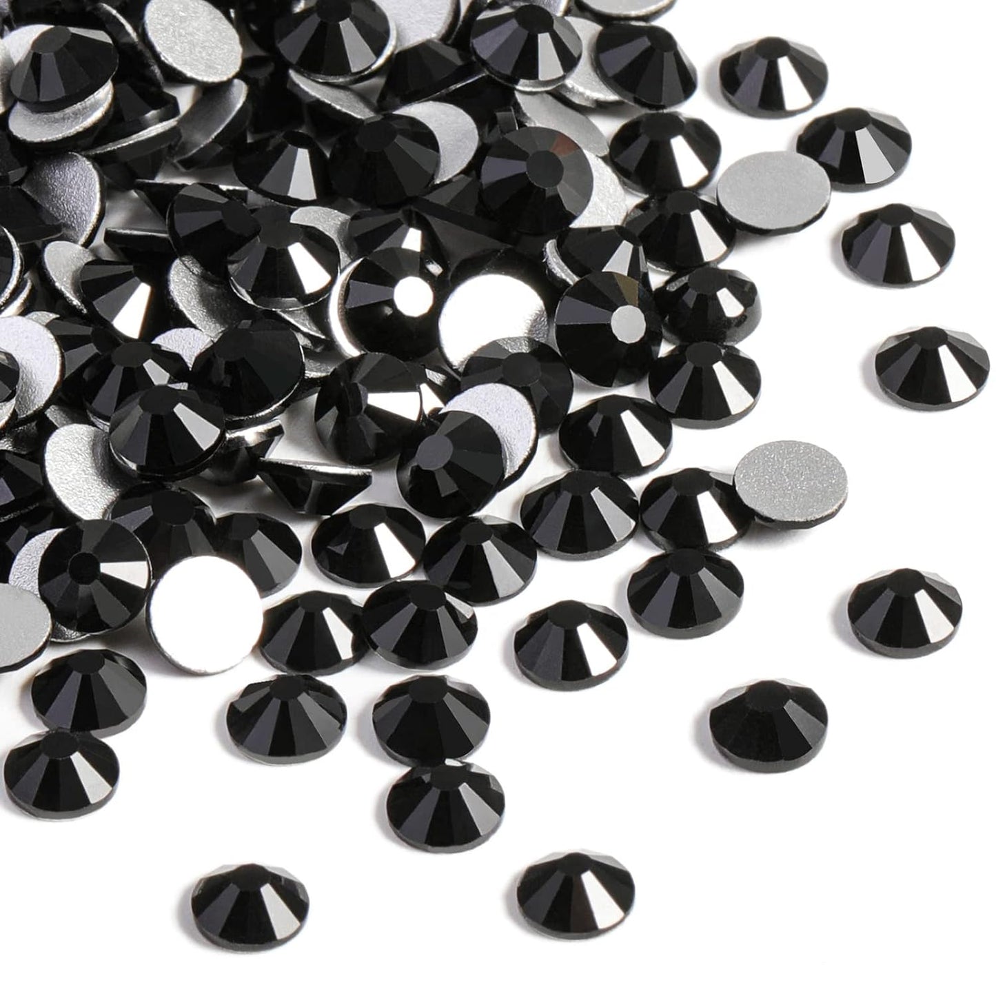 Beadsland Flat Back Crystal Rhinestones Round Gems, Black (1.3-1.4mm) SS3/1440pcs