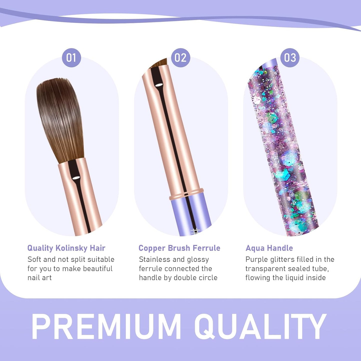 Acrylic Nail Brush Size #16, KEMEISI 100% Pure Kolinsky Nail Art Brushes Sturdy Handle Oval Shaped Acrylic Powder Nail Design Tools for Professional Manicure DIY Home Salon (Purple)