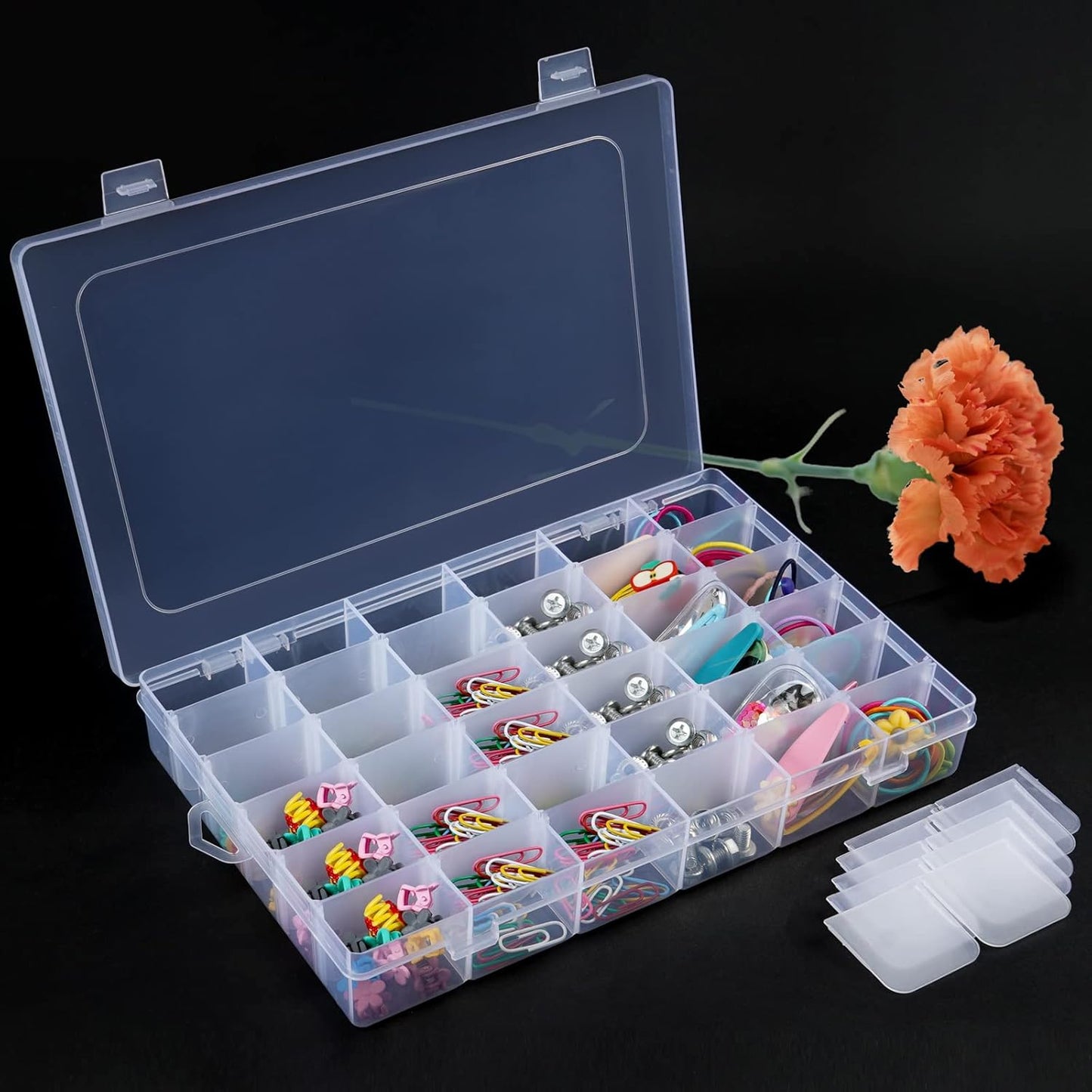 36 Grids Clear Craft Storage Boxes with Compartments, Bead Organizer Storage Box, Plastic Jewellery Organizer Box, Small Parts Organizer for Rock Screw Seed Washi Tape