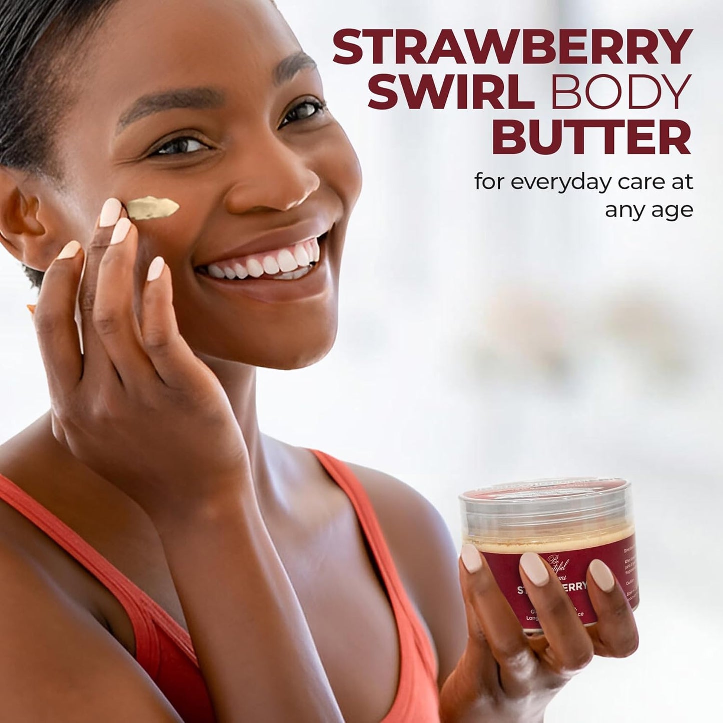 body butter strawberry scent long -lasting fragrance,hydrate skin jojoba oil and more 8oz