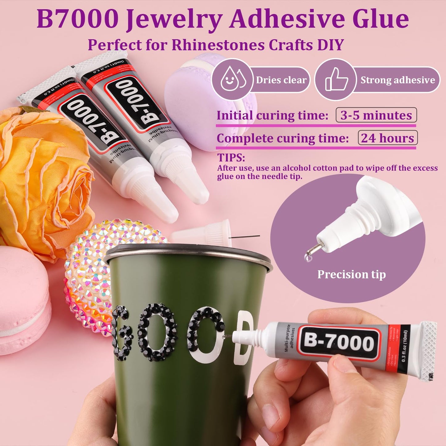 30000Pcs Black Rhinestones for Bedazzling Crafting, Flatback Resin Gems Crystal, Bedazzler Kit with 3Pcs 10ml B7000 Jewelry Glue and Tweezers for DIY Crafts Clothing Shoes Fabric Nail Art