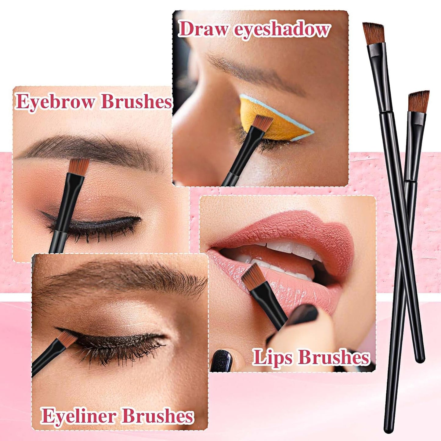 cobee 200 Pcs Disposable Angled Eyebrow Brushes Bulk, Soft Nylon Bristles Eyeliner Makeup Brushes Eyeshadow Applicator