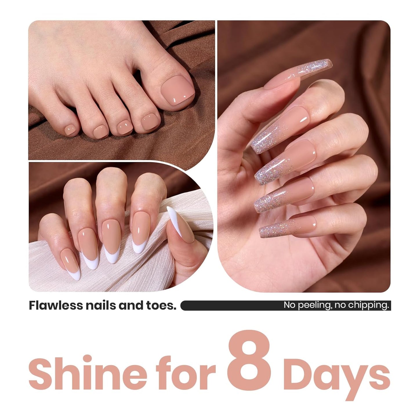 Beetles Nail Polish - Jelly Nail Polish Nude Nail Concealer Fast Dry Quick Natural Brown Nail Strengthener and Growth Treatment for Thin and Damaged Nails,0.51 FL OZ