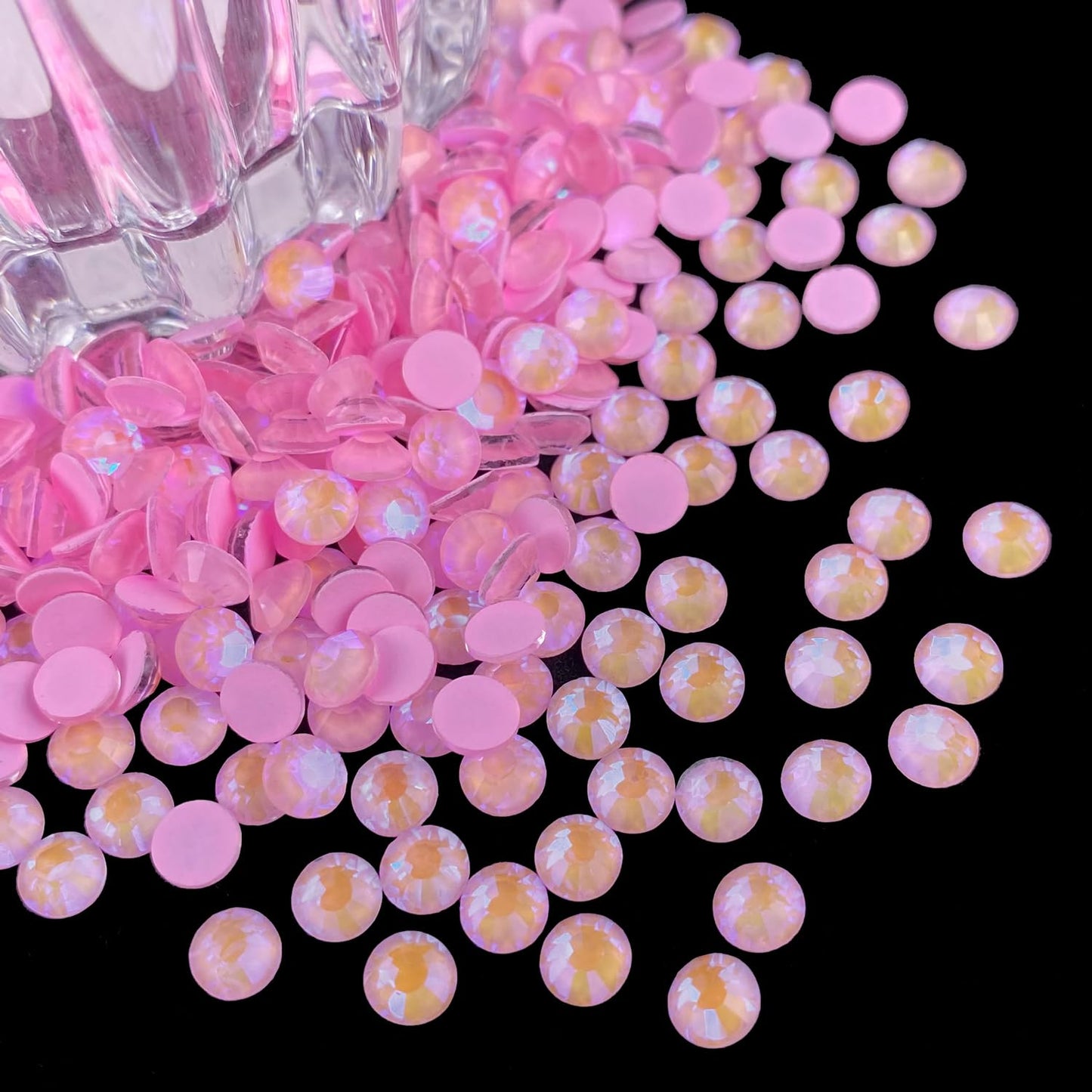 Flatback Glass Rhinestones,Bedazzler Gems 1440pcs Non Hotfix Crystal Rhinestones for Nail Charms Crafts Clothes Tumblers,Pink AB Neon,SS16