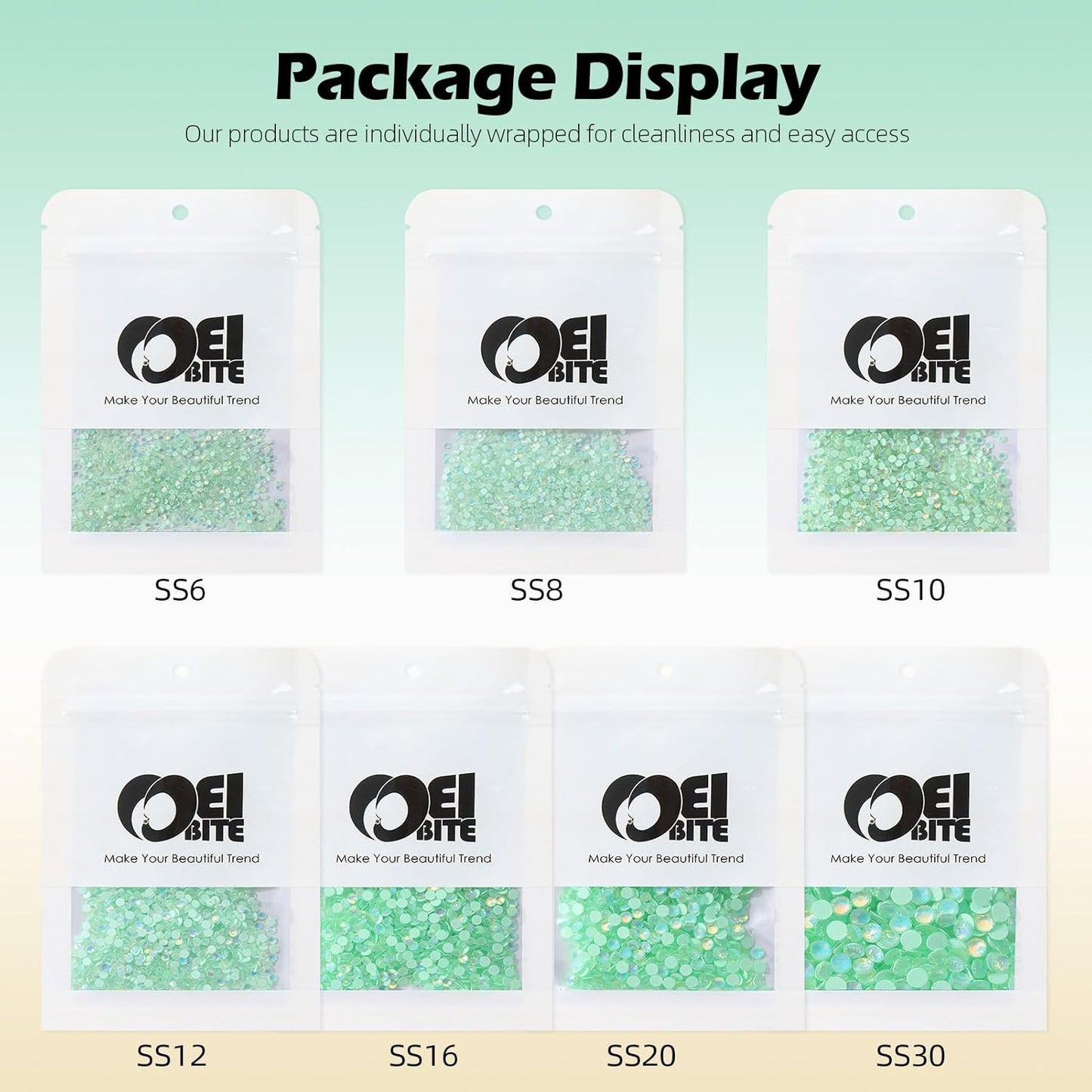 F Light Green Flatback Rhinestones, Glass Rhinestones for Nail Art and Craft, Glue Fix, Loose Crystal Gemstones(F Light Green, SS30, 288pcs, 6.4-6.6mm)