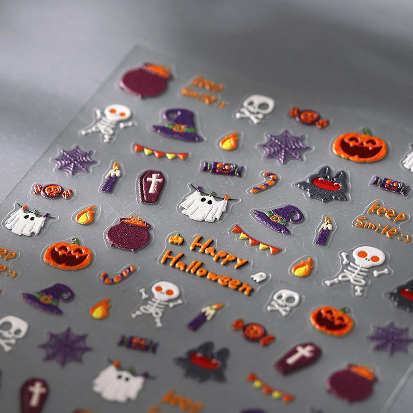 Halloween Nail Art Stickers 5D Embossed Cute Ghost Nail Decals for Nail Art Designs Self Adhesive Skull Spider Web Nail Stickers Pumpkin Bat Nail Supplies for Women Nails DIY Accessores