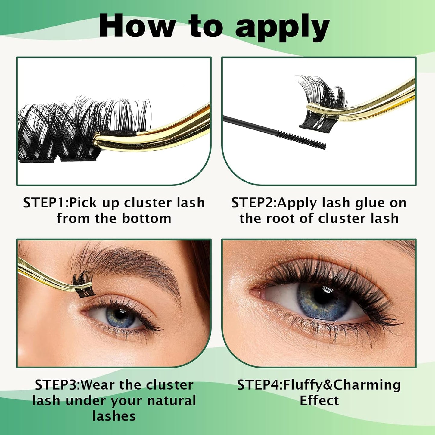Lash Clusters,96 Pcs Cluster Lashes Y07 D Curl 12mm DIY Lash Extensions Eyelash Clusters,KEYYOU Volume Wispy Individual Lashes Soft&Comfortable Easy DIY at Home(Y07,D-12mm)