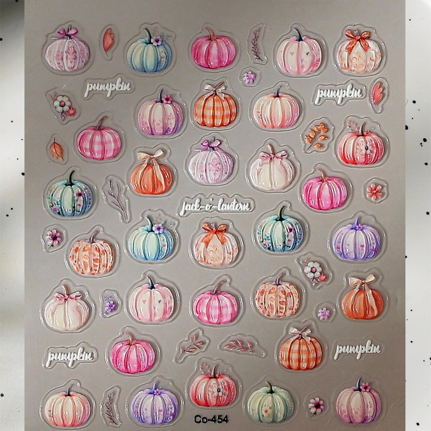 1 Sheets Colorful Pumpkin Nail Stickers for Nail Art 5D Self-Adhesive Embossed Fall Nail Art Stickers Thanksgiving Nail Decals Autumn Leaves Nail Design Sticker for Women Manicure DIY