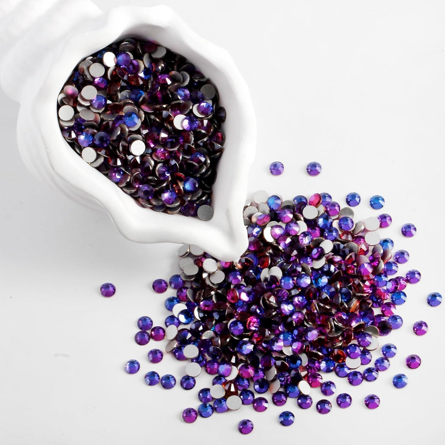 3000 PCS SS10 Flatback Rhinestones,12-Facet Diamond-Cut Glass Gems for Nail Art,Clothing,DIY Crafts,Glue-On Decoration Stones with Silver Backing,Purple Velvet