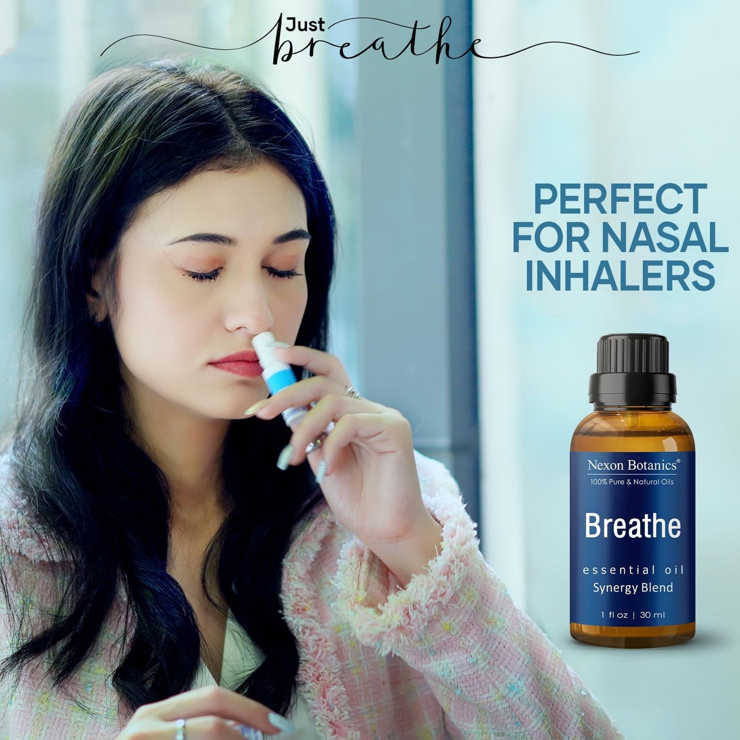 Breathe Essential Oil Blend 30 ml - Breath Sinus Relief with Menthol Oils - for Humidifiers, Diffusers, and Aromatherapy - Nexon Botanics