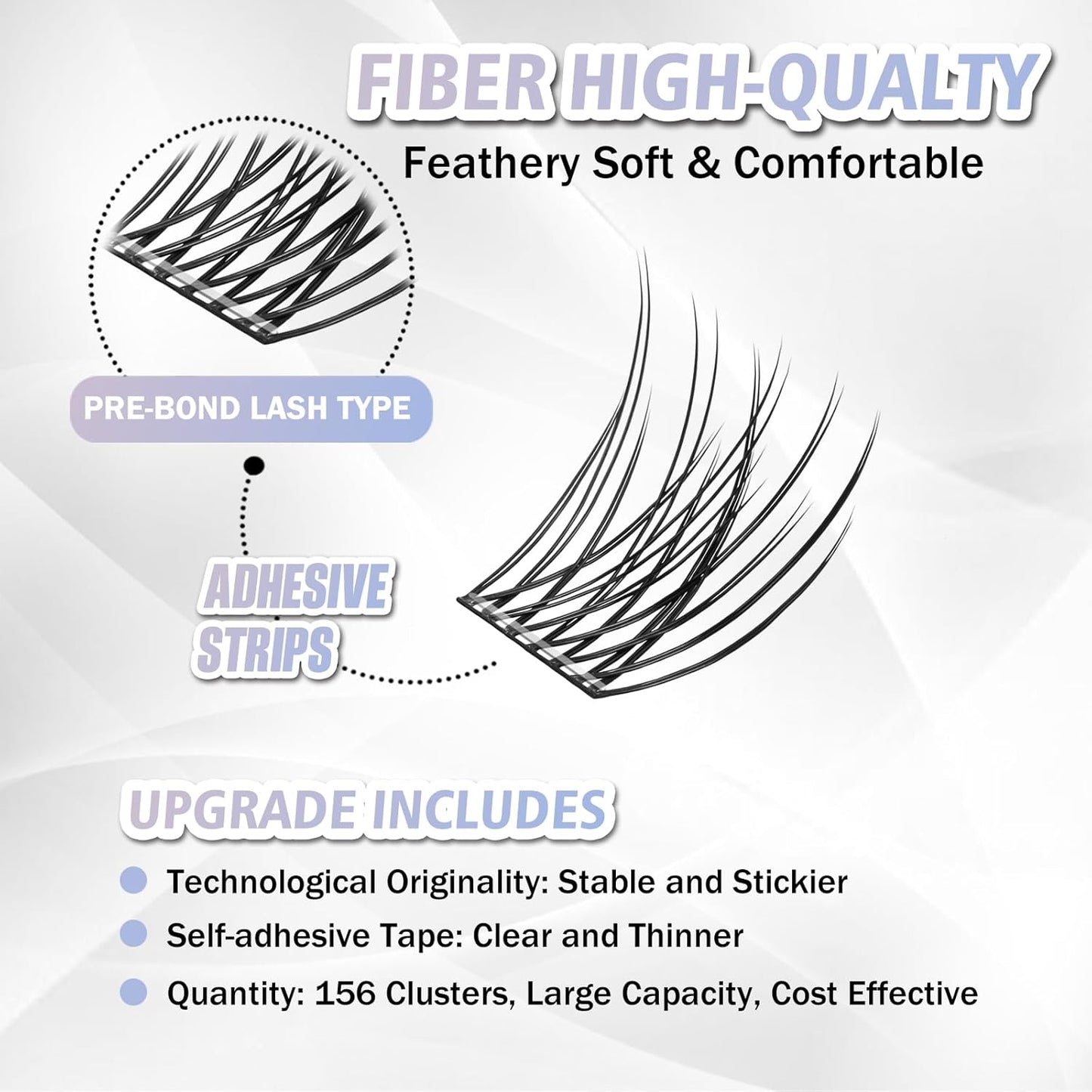 Self Adhesive Eyelashes, 156 Pcs Self Adhesive Eyelash Clusters, No Glue Needed, Invisible Strip Tape - Longer Lasting, No Sticky Residue Pre Glued Eyelashes (Natural-Mixed)…