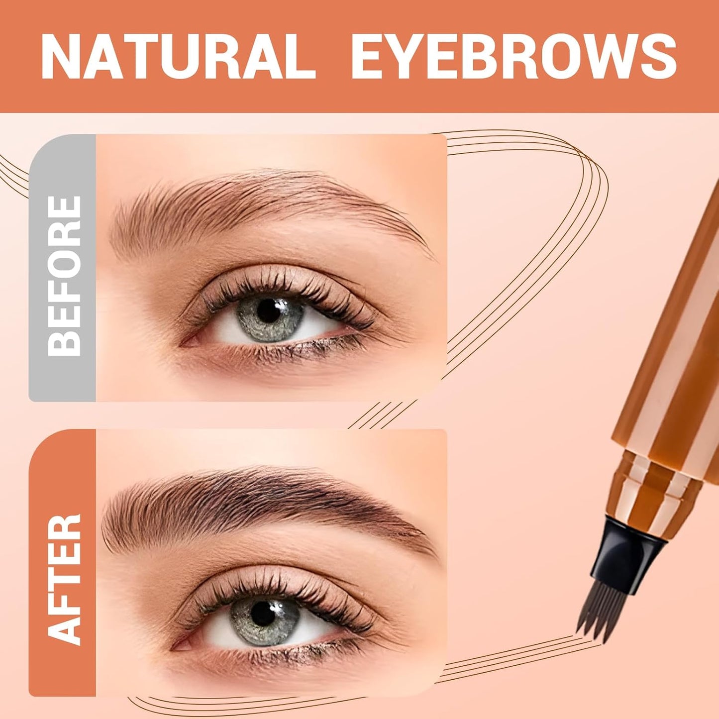 2025 New Magic Eyebrow Pencil, 3D Waterproof 4 Tipped Precise Brow Pen Microblading Eyebrow Pencil Contouring Pen Fine Stroke Microblading Creates Natural (5 Pcs)