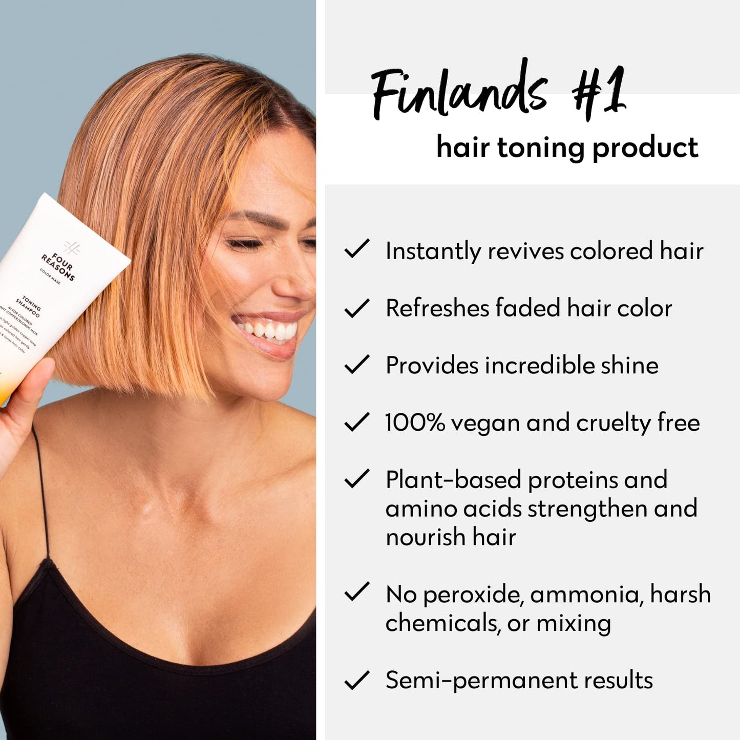 FOUR REASONS Color Mask - Apricot - (27 Colors) Toning Treatment, Color Depositing Conditioner, Tone & Enhance Color-Treated Hair - Semi Permanent Hair Dye, Vegan and Cruelty-Free, 6.76 fl oz