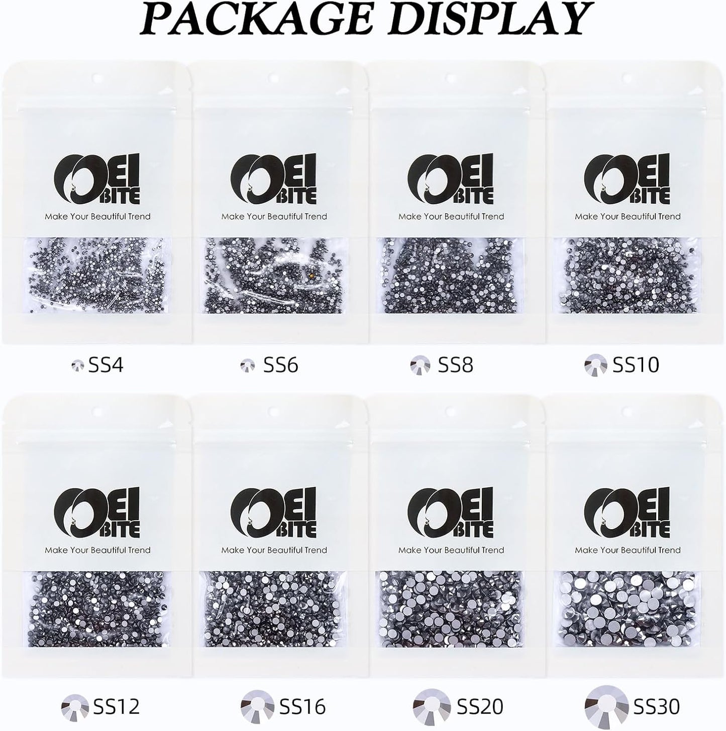 Black Hematite Flatback Rhinestones, Glass Rhinestones for Nail Art and Craft, Glue Fix, Loose Crystal Gemstones(Black Hematite, SS30, 288pcs, 6.4-6.6mm)