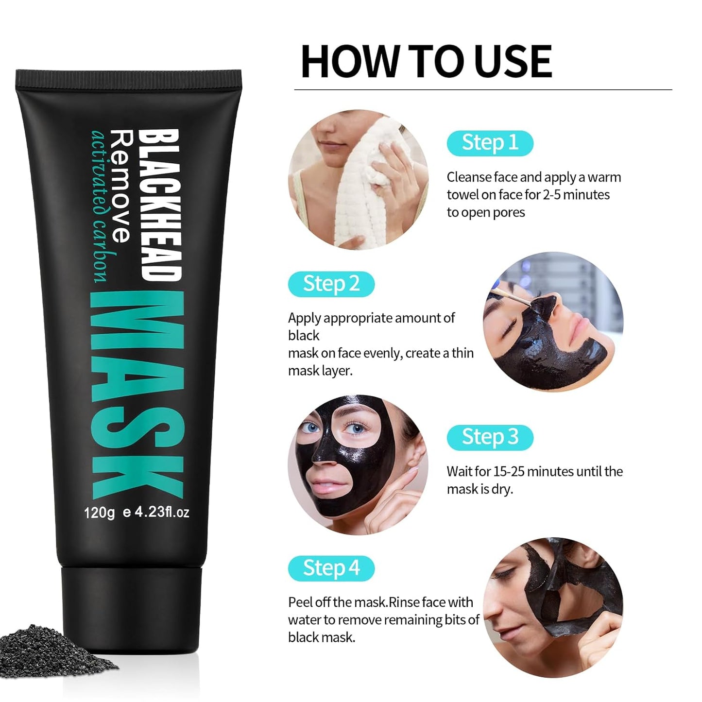 Blackhead Remover Mask - Deep Cleansing Charcoal Peel-Off Mask for Women & Men, Suitable for Oily Skin and All Skin Types, 120g
