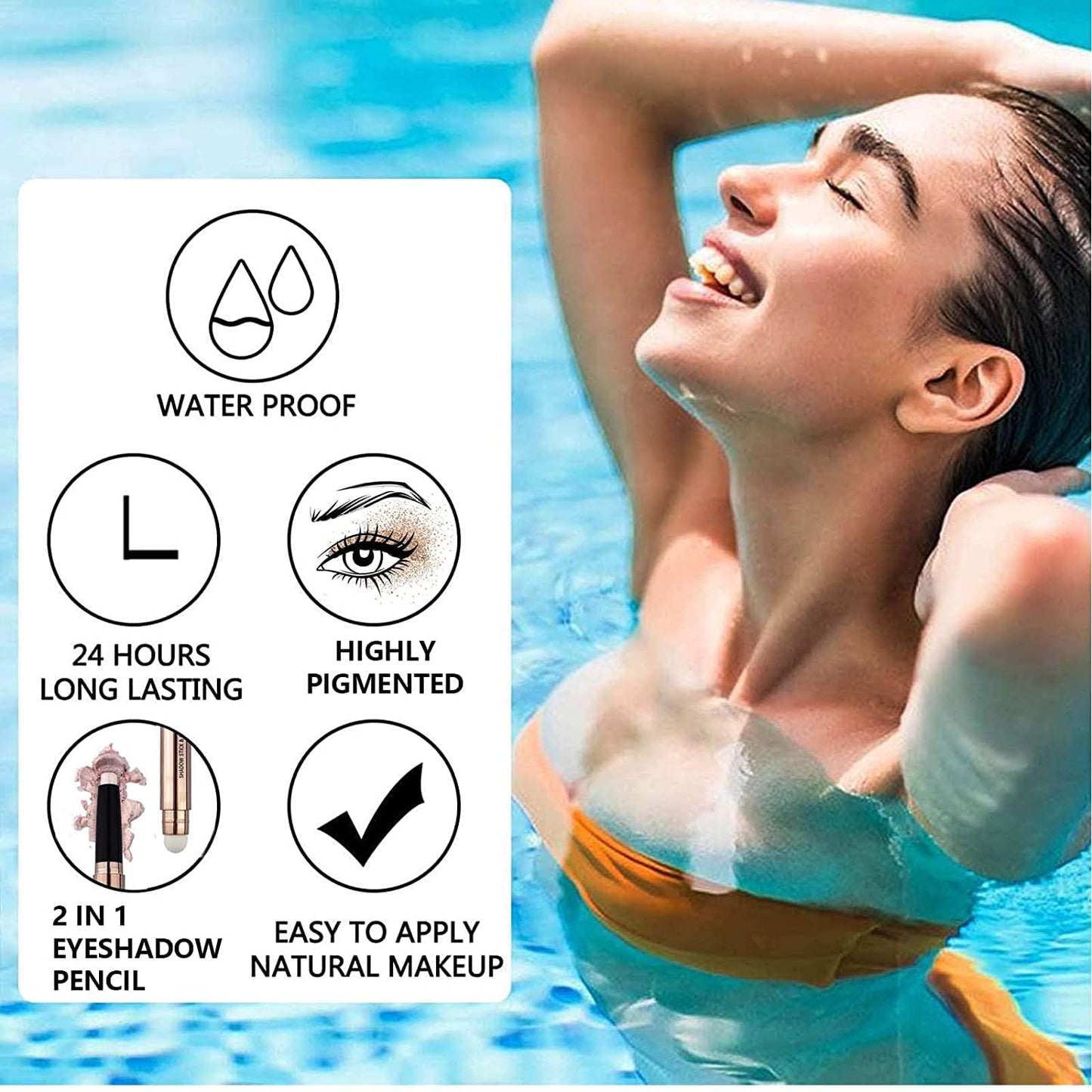 2 in 1 Eyeshadow Stick - Cream Smooth Shimmer Hot Pink Eyeshadow Pencil, Hypoallergenic Waterproof Long Lasting Multi-Dimensional Eye Shadow Highlighter Stick Makeup Eyeliner Pen (Shimmer #13)