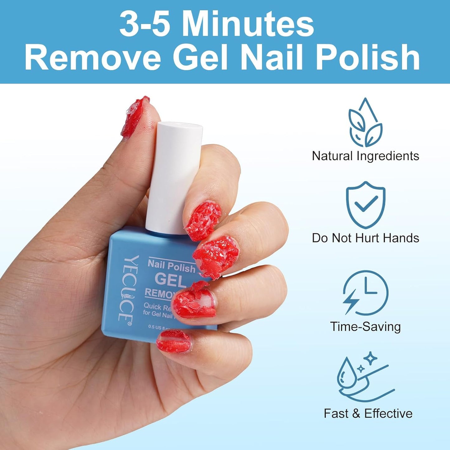 Gel Nail Polish Remover, (2pcs) Gel Polish Remover for Nails, No Need for Foil, Quick & Easy Polish Remover In 3-5 Minutes, No Need Soaking Or Wrapping-15ml