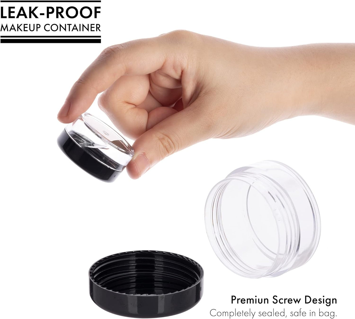 40Pcs 10 Gram Plastic Cosmetic Containers with Lids for Lotion, Creams, Toners, Lip Balms, Makeup Samples Jars BPA free (10g-40pcs, black)