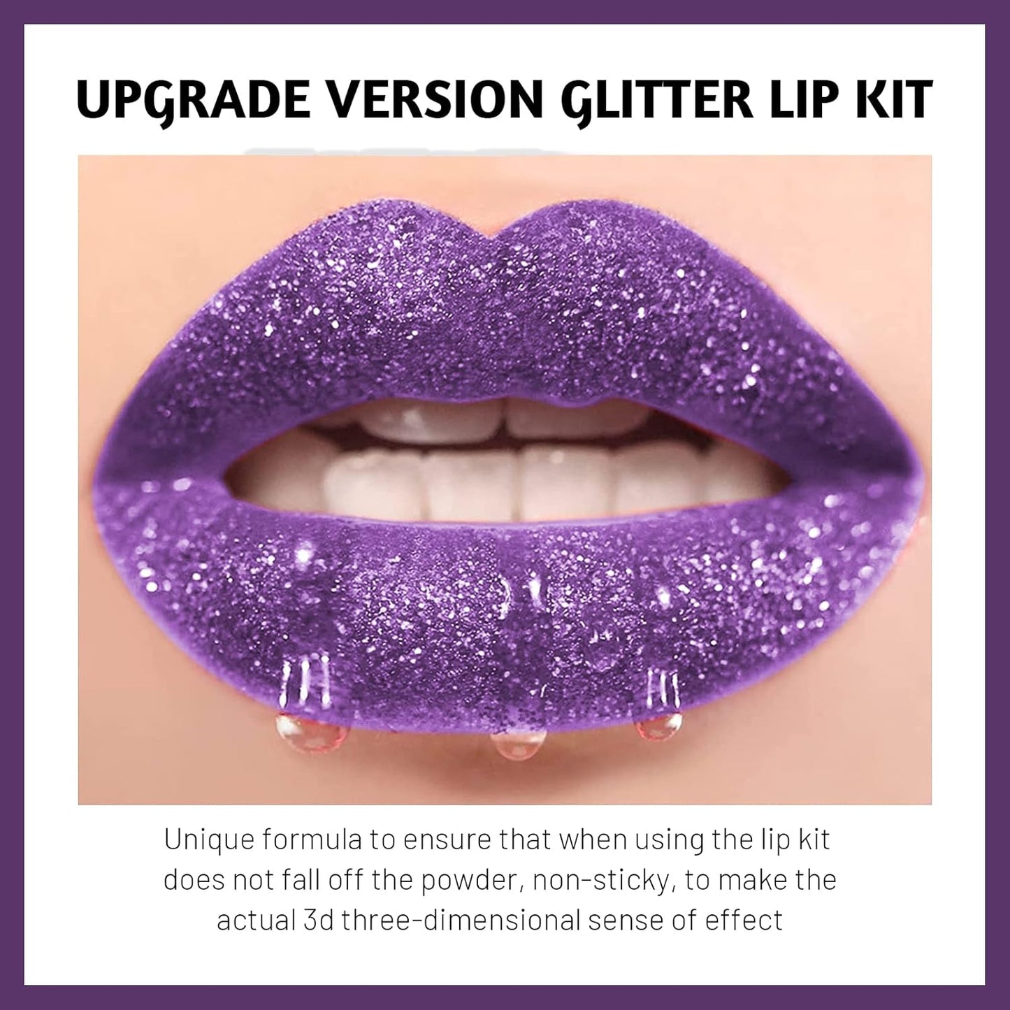 3 Colors Glitter Lip Kit, Diamond and Metallic Powder With Primer, Waterproof Long Lasting & Smudge Proof, Shimmer Sparkly Cosmetic Without Sticky Flake Off Set C