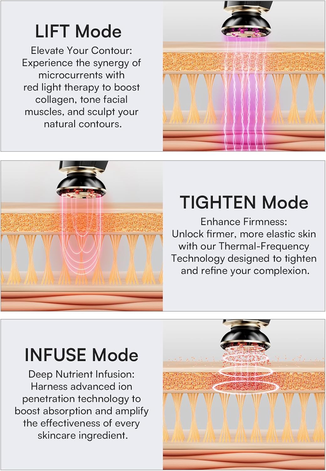 INIA 3-in-1 Red Light Therapy for Face and Neck Beauty Device for Puffiness & Skin Firming Skincare Tool