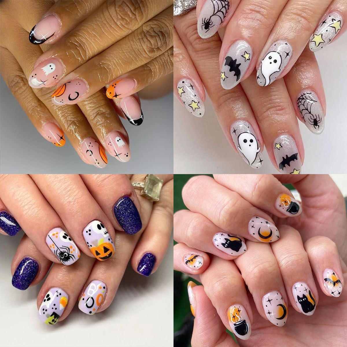 12 Sheets Halloween Nail Art Stickers Pumpkin Nail Decals Black Cat Nail Stickers Self Adhesive Bat Spider Web Snake Nail Art Supplies for Women Girls DIY Manicure Nail Art Decorations