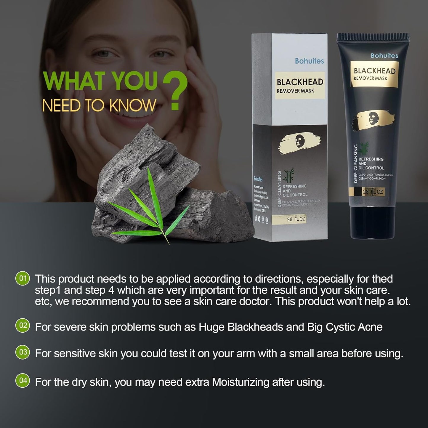 Bamboo Charcoal Blackhead Remover Mask – Peel Off Face Mask for Deep Pore Cleansing |Reduce Blackheads & Excess Oil,Refines Pores for All Skin Types(2.8 Ounce (Pack of 1), Aloe Vera)