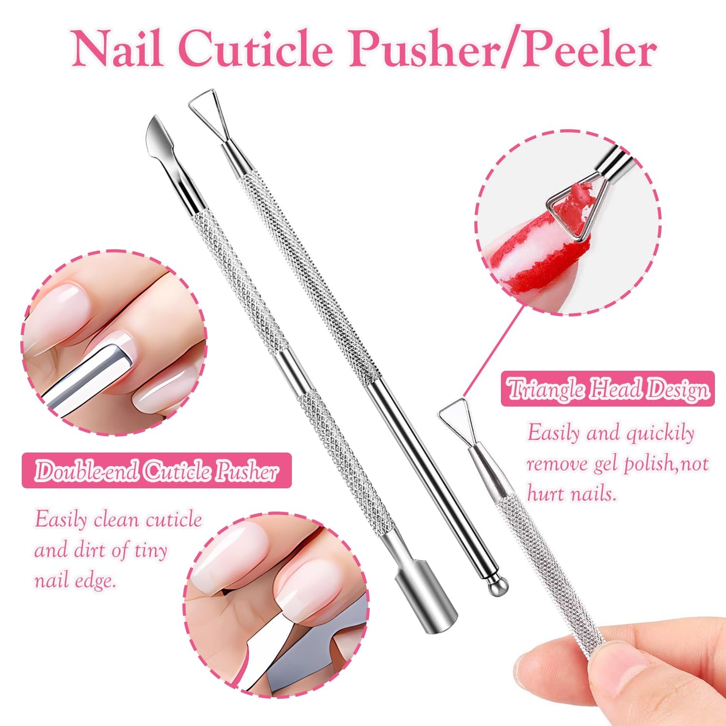 Gel Nail Polish Remover Tools Kit with 10PCS Nail Clips,100ML Nail Polish Remover Bottle,Nail File, Buffer Block,Cuticle Pusher/Peeler,Lint Free Wipes,Nail Brush,Nail Care Cuticle Pads