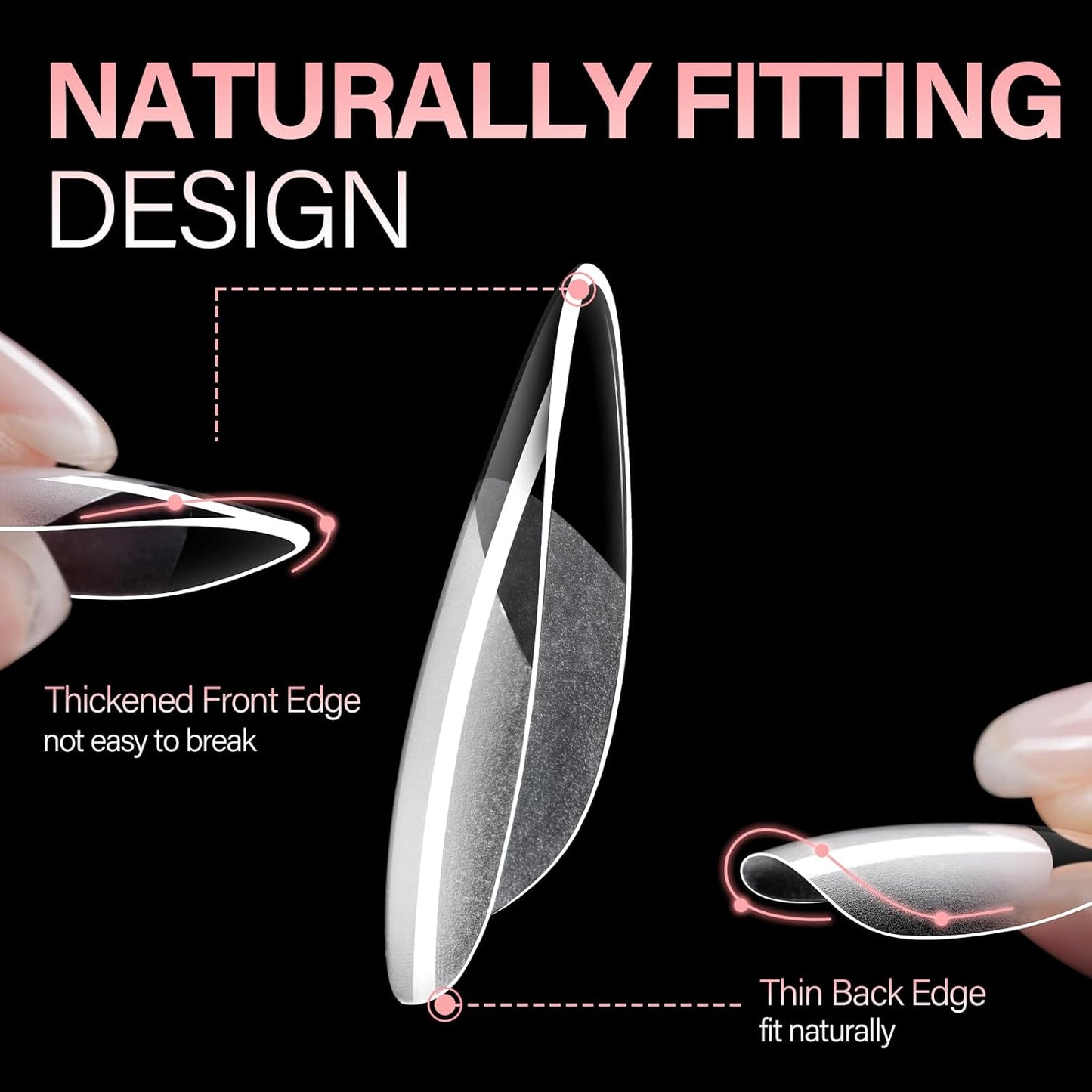 AILLSA Medium Almond Nail Tips - 450pcs Thickened False Nail Tips Half Matte Nails Tips, Fake Nails Nail Extension for Manicure