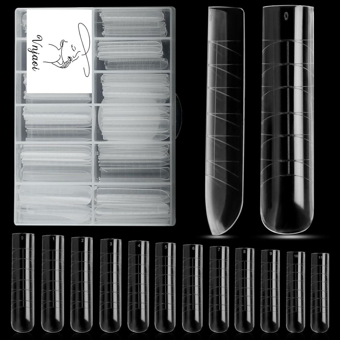 120 Pcs Poly Extension Gel Dual Nail Forms - Long U-Shaped Thickened Coffin Nail Molds for Gel Manicure & Salon DIY at Home